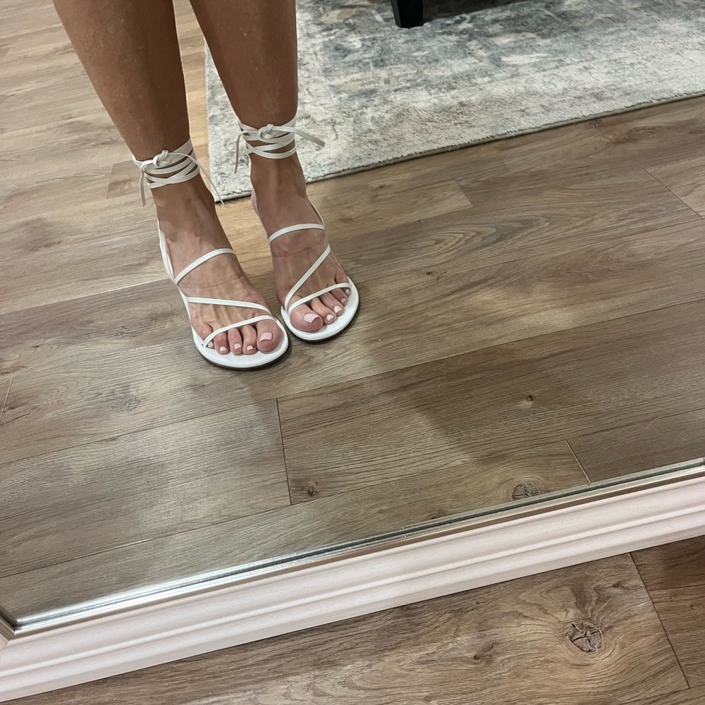Ancient Greek Sandals White Lace-Up Sandals
